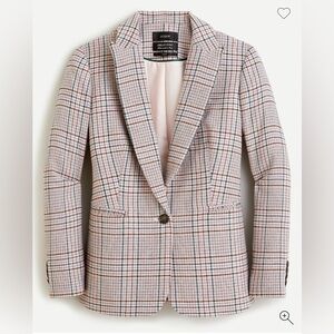 J.Crew Parke Blazer Nello Gori Italian Wool Plaid Pink Green Blue 10